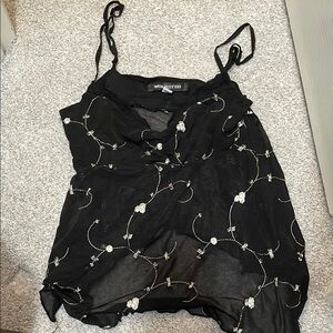 Urban Outfitters Black Embroidered Women's Top